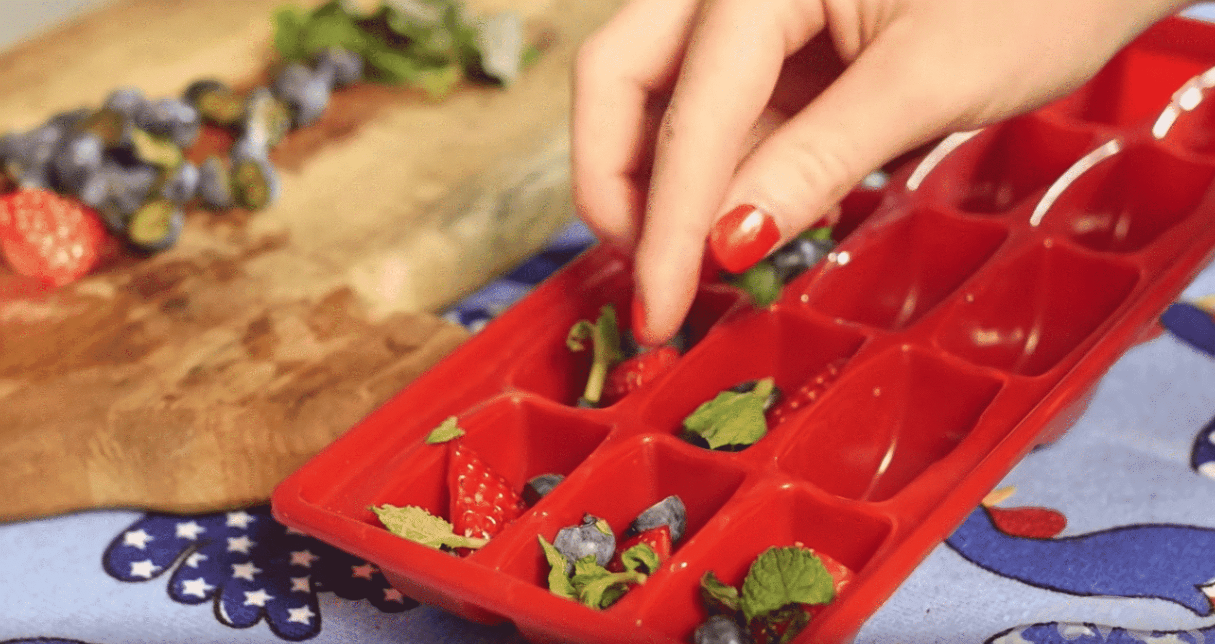 Ice tray with fruit