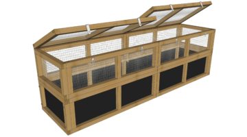 Tall style, 8 panel set designed to fit a 24" wide Vegetable Garden Base with 2 modules. Complete with all needed hardware and 2 hinged locking access tops. Measures 90½" W x 24" D x 12" H. Raised Vegetable Garden bases sold separately. Cedar and predator resistant. Built by Roost & Root.