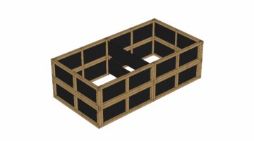 Cedar , Food Safe, 47" Wide Stacked Modular Raised Garden Bed | 2 Modules. Double stacked 2 module set measures 47″ wide by 90½″ long, and 28½ inches deep. Complete 12 panel kit with all needed hardware. Built by Roost & Root.