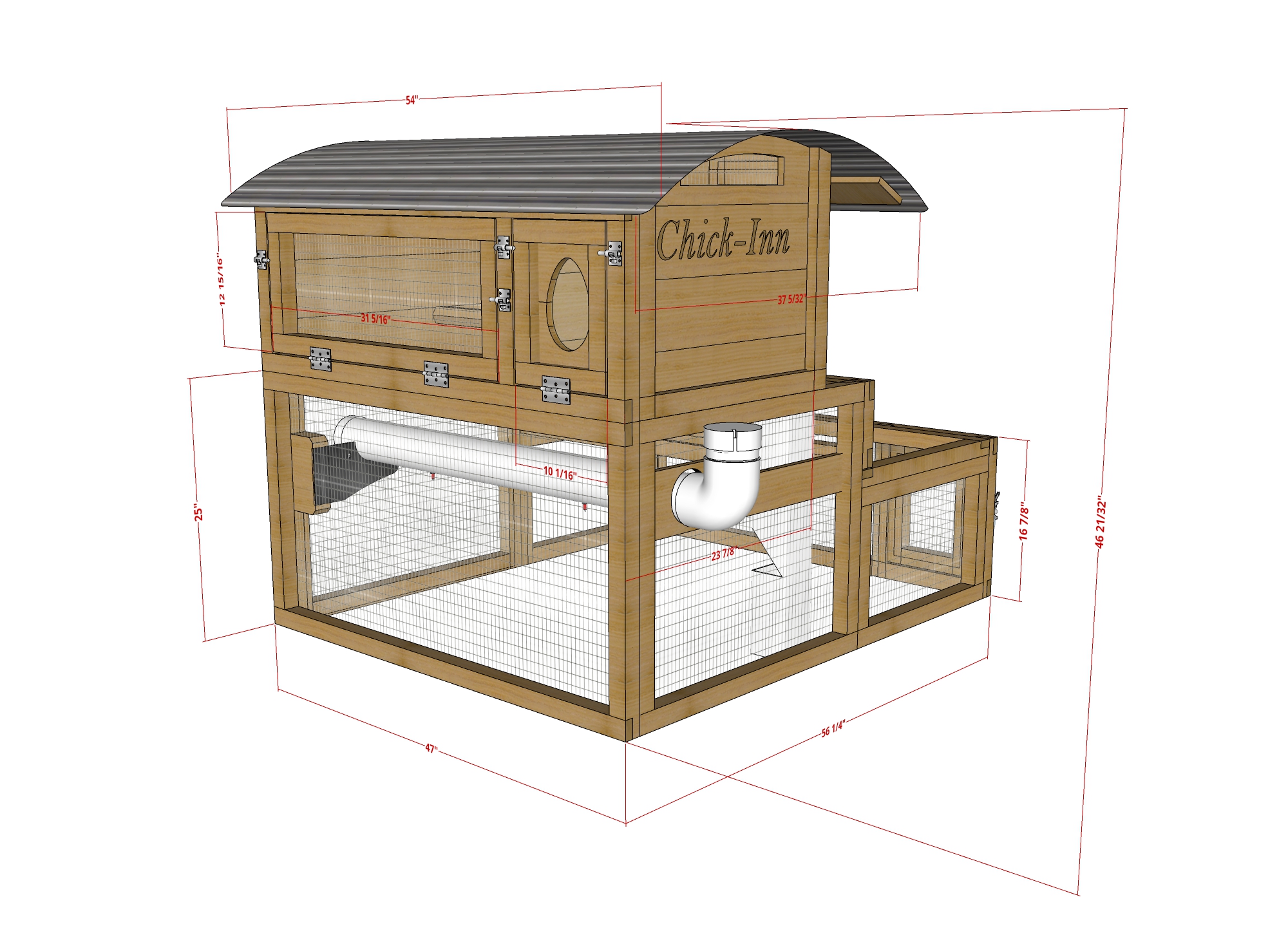 Roost-Root-Round-Top-Starter-XL-Chicken-Coop-Specs-Front