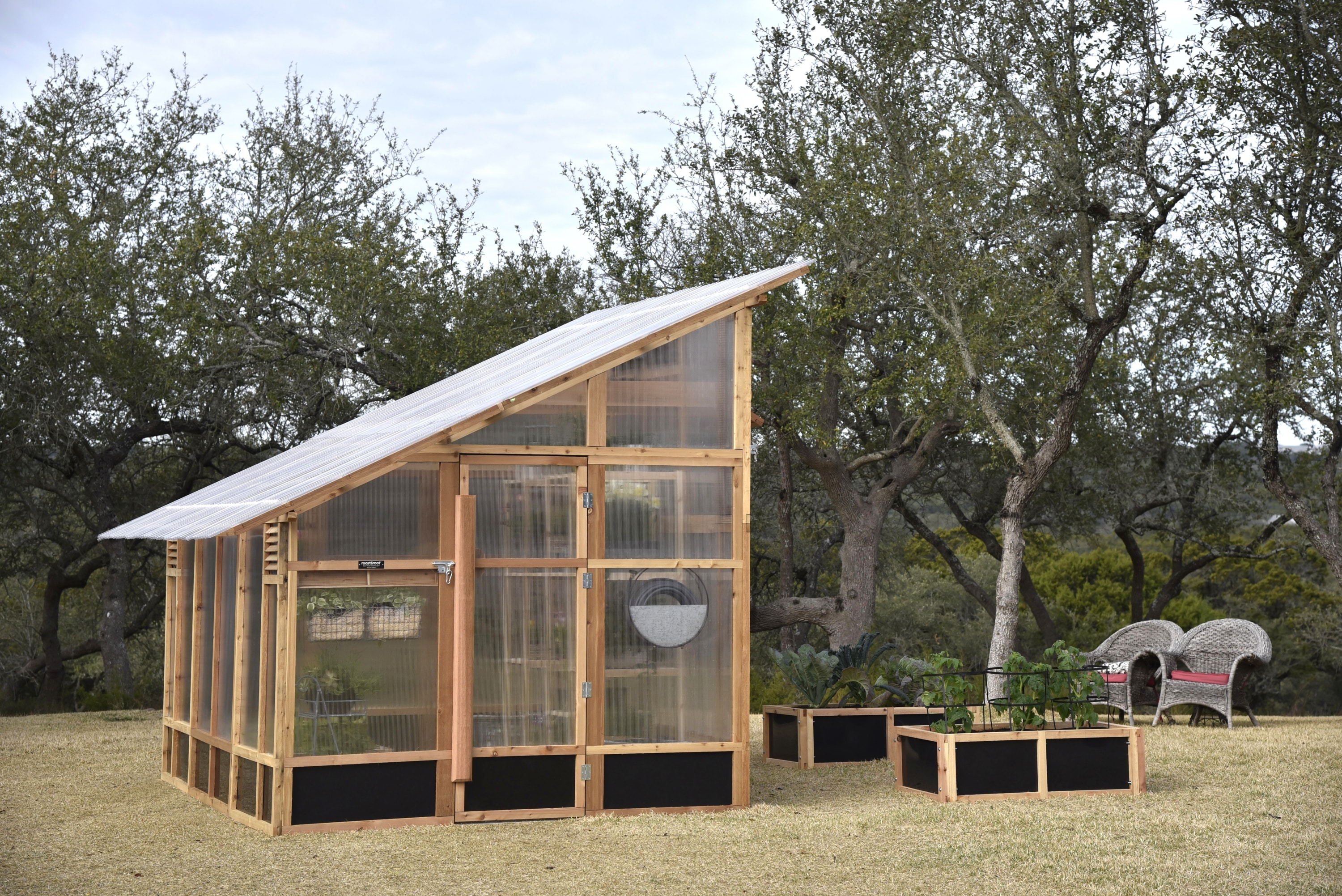 Roost & Root Slant-Roof Greenhouse™ And Our Modular Vegetable GardensRoost & Root Slant-Roof Greenhouse™ And Our Modular Vegetable Gardens (sold separately)