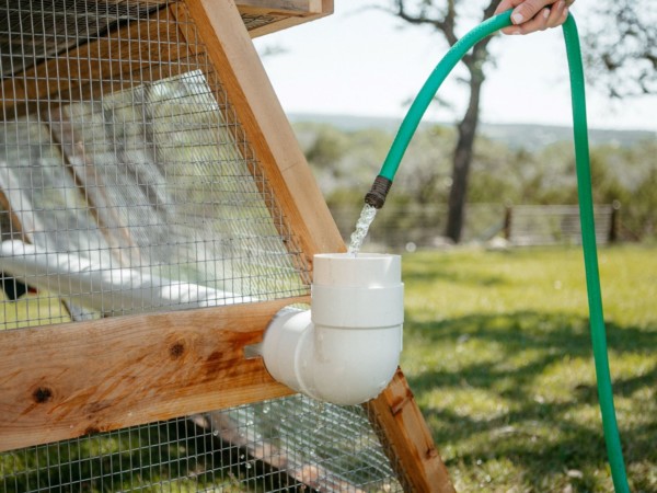 Round-Top Loft Chicken Coop - Easily refill your chickens waterer from outside the coop
