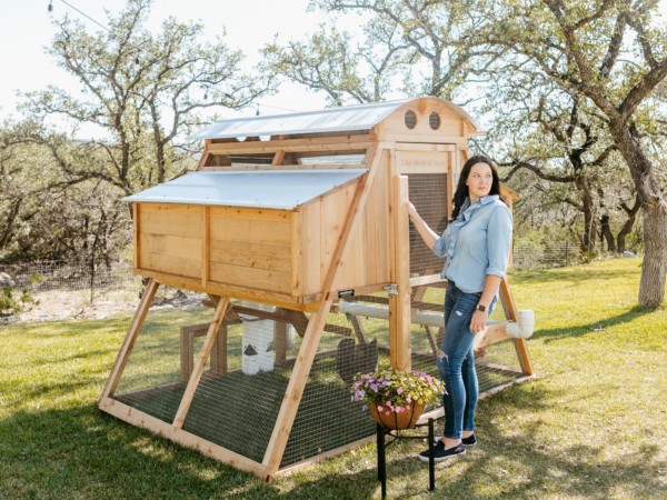 Round-Top-Chicken-Loft-Coop-Front-View-With-Person