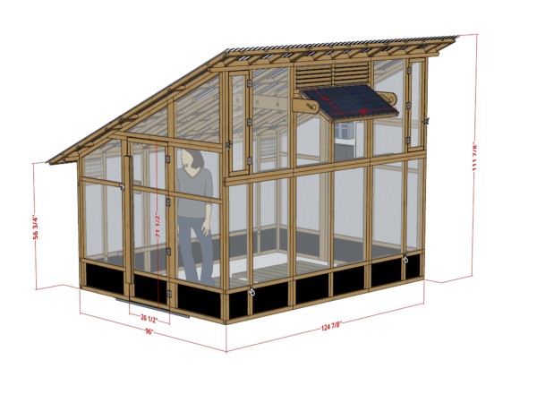 Slant-Roof Greenhouse Design Specification Drawing