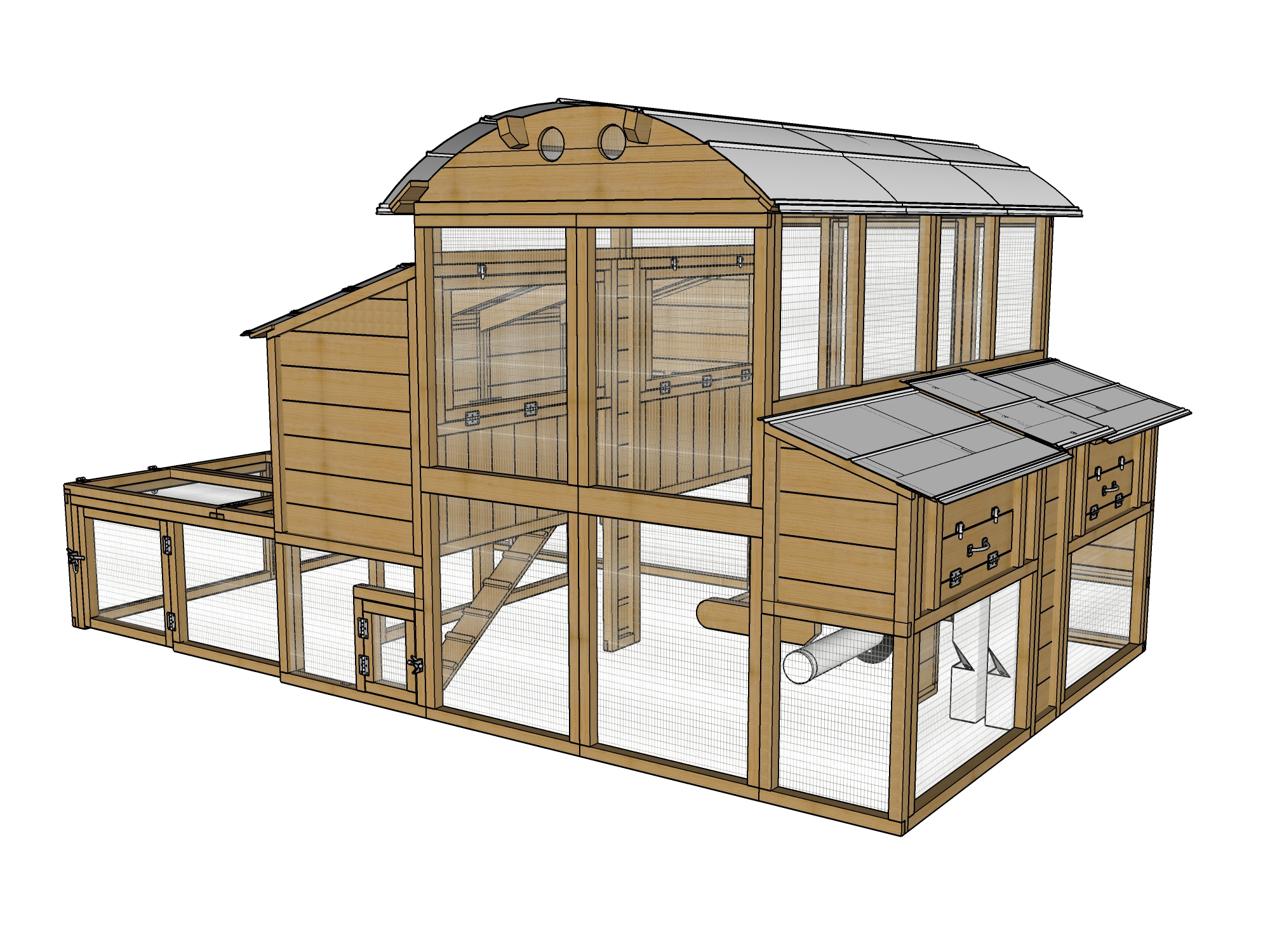 Round-Top-Walk-In-XL-Chicken-Coop-Detailed-Back-Side-Drawing