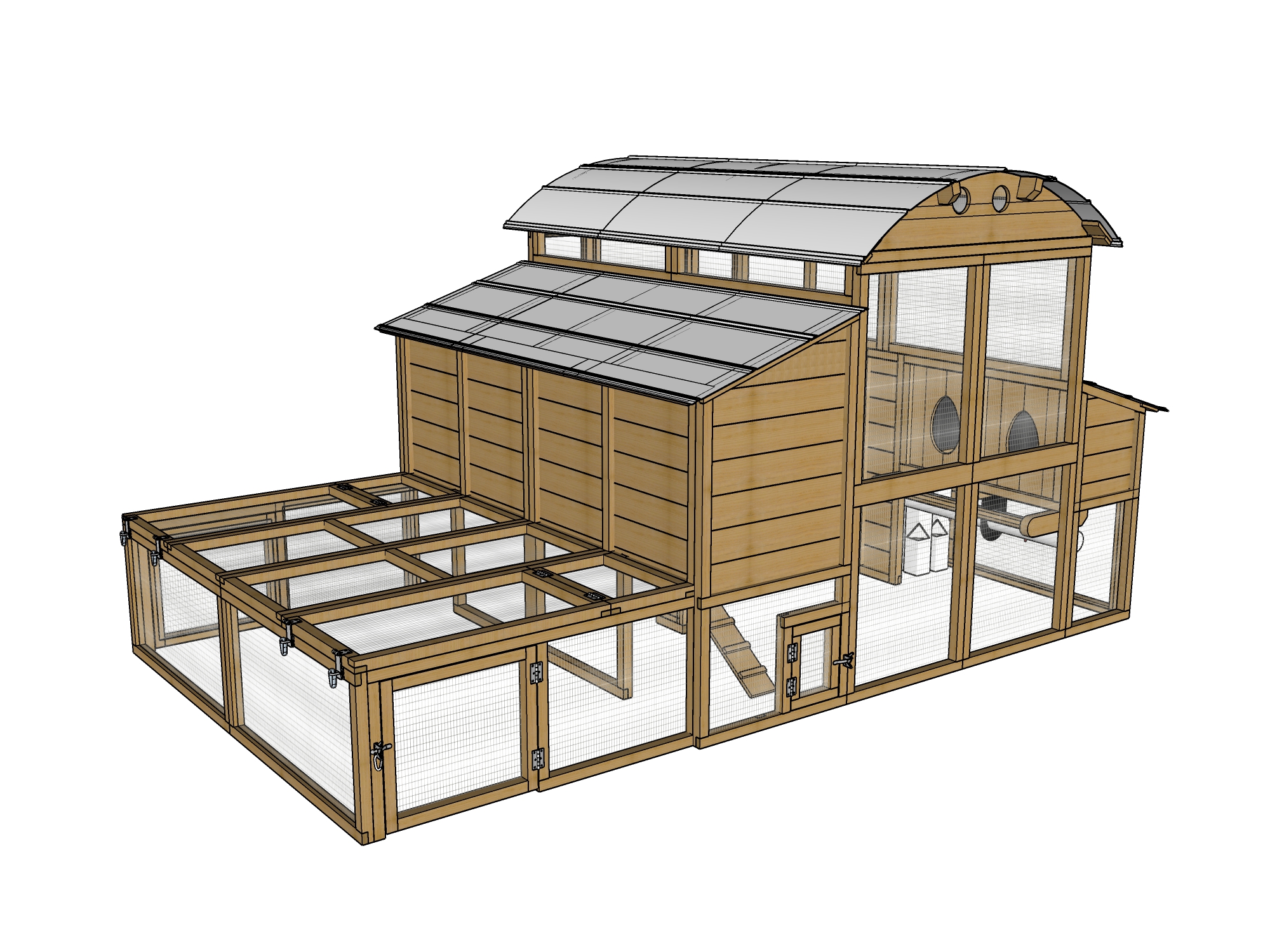 Round-Top-Walk-In-XL-Chicken-Coop-Detailed-Back-Drawing