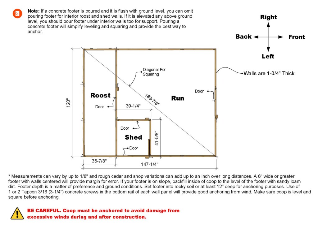 Heritage 12 Pre-Build Diagram footprint of the heritage chicken coop