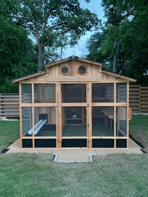 front view of the heritage chicken coop