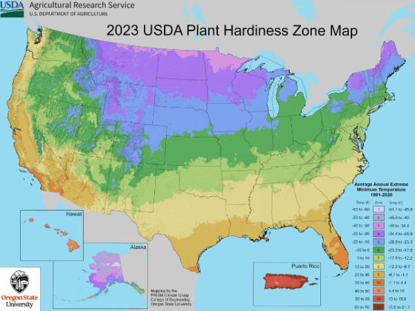 USDA Hardiness Regional Map