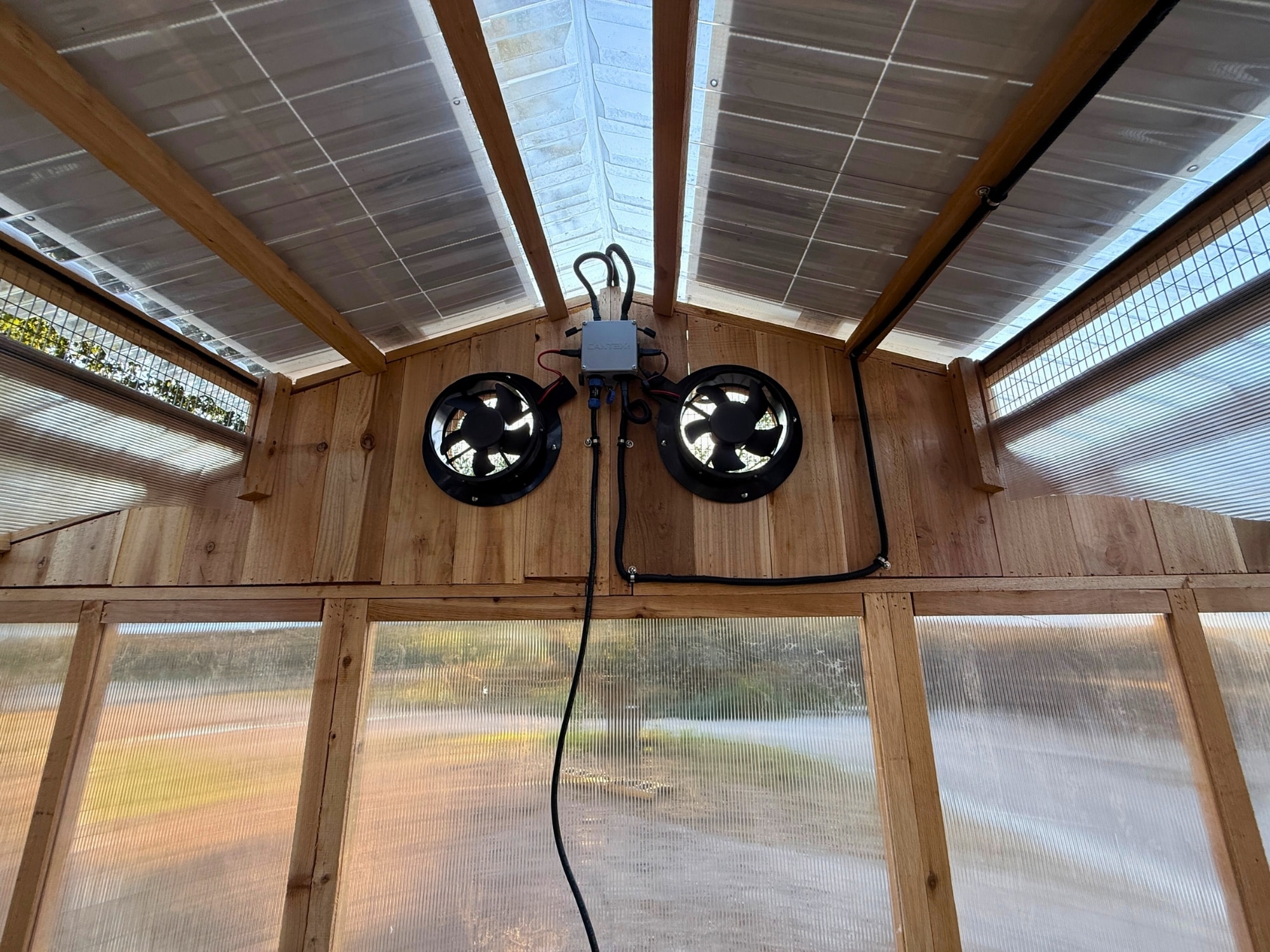 Solar Panels and Fans - Heritage Greenhouse Model 150
