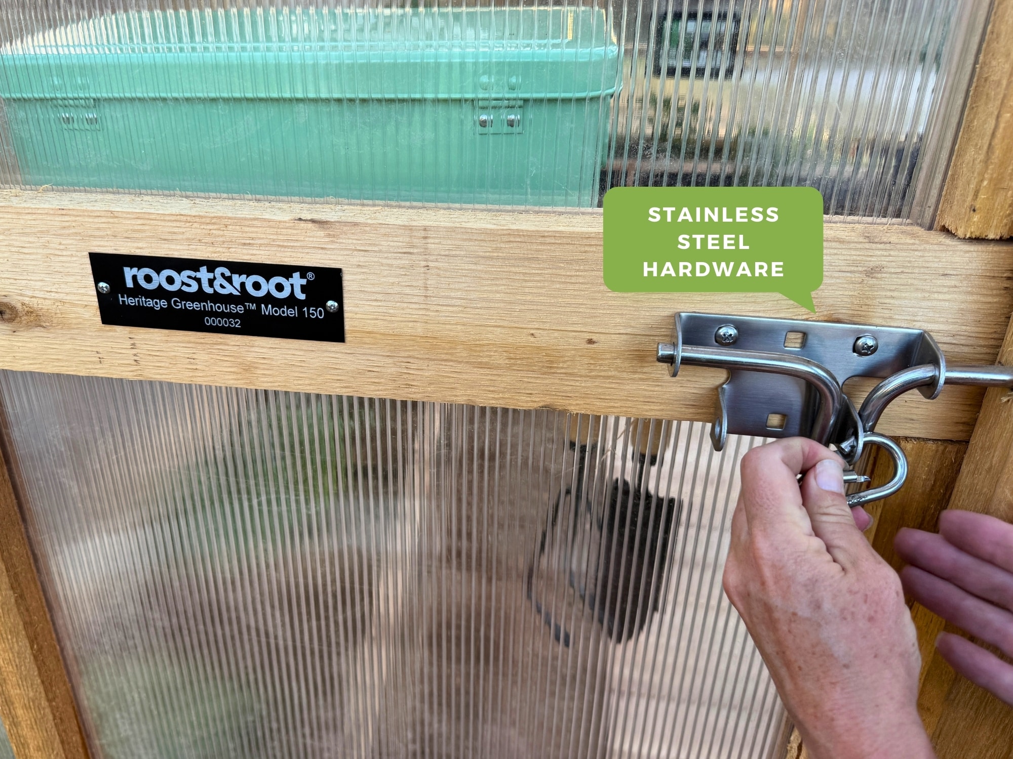 Stainless Steel Hardware - Heritage Greenhouse Model 150