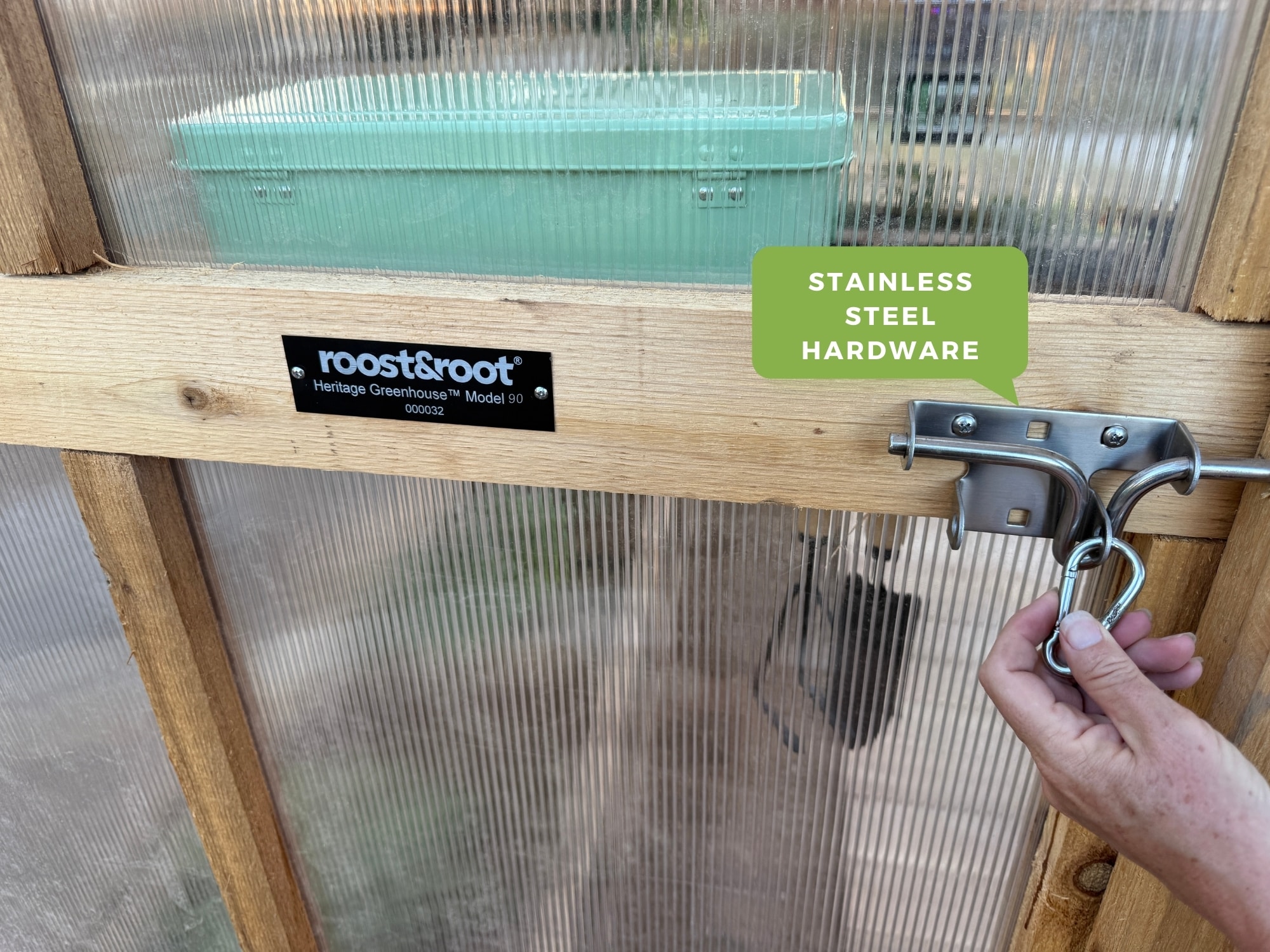 Stainless Steel Hardware - Heritage Greenhouse Model 90